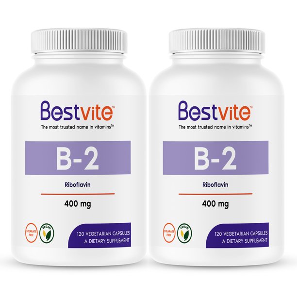 Vitamin B2 (Riboflavin) 400mg (240 Vegetarian Capsules) (120 x 2) No