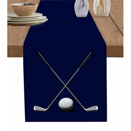 

Golf Ball Table Runner Navy Blue Monochrome Sport Tablerunners 13 x 36 Inch Table Decorations Tabletop Scarf for Summer Gathering Holiday Farmhouse Kitchen Dining Decor