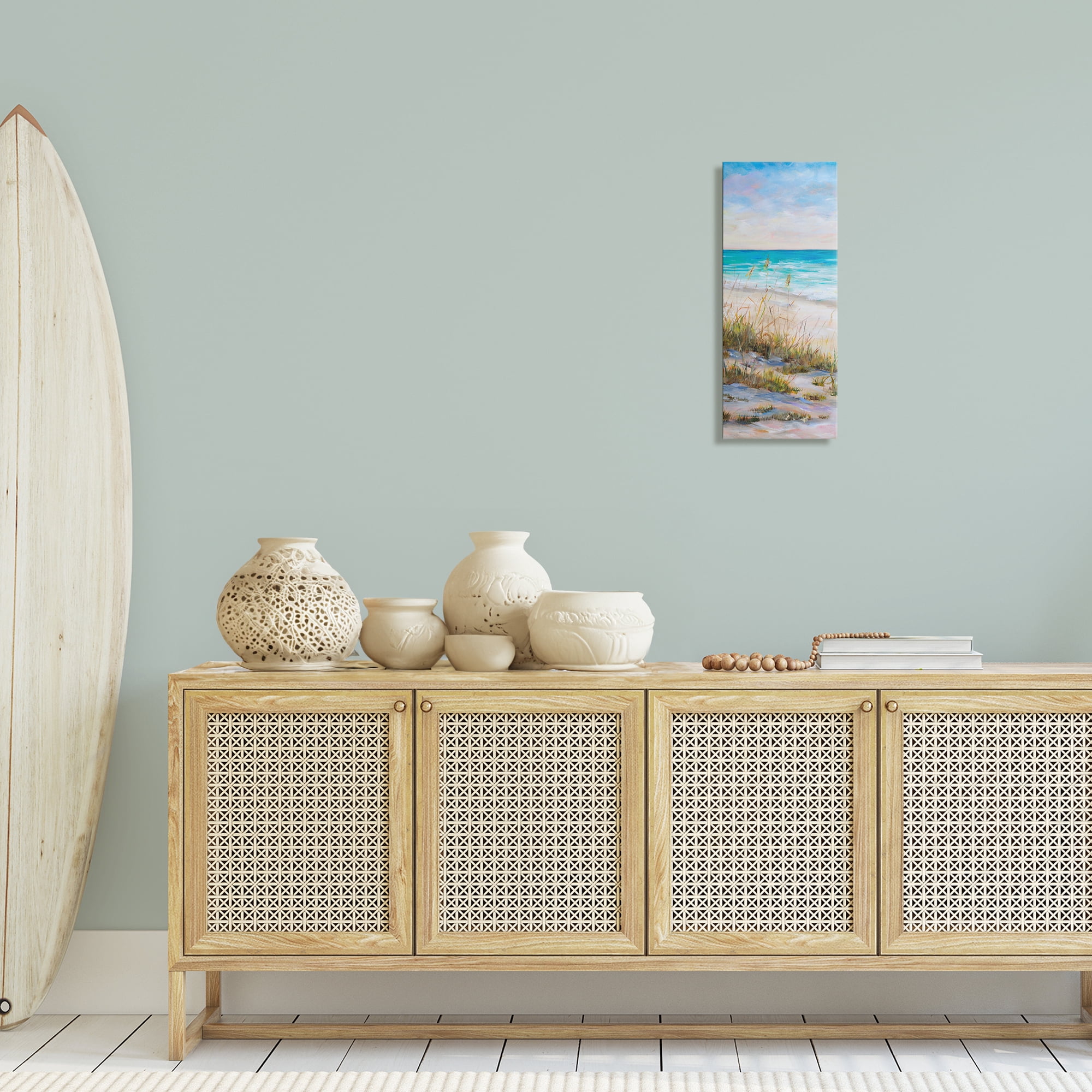 Stupell Industries Peaceful Beach Reeds Landscape Painting Gallery Wrapped Canvas Art Print Wall Art, 10 x 24