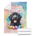 thumbnail image 2 of Happy Easter Portuguese Water Dog with Bunny Ear Headband and Flowers Cozy Fleece Blanket PWD Portie Fishing Dog Lover Warm Soft Throw Blanket - 13001, 2 of 5