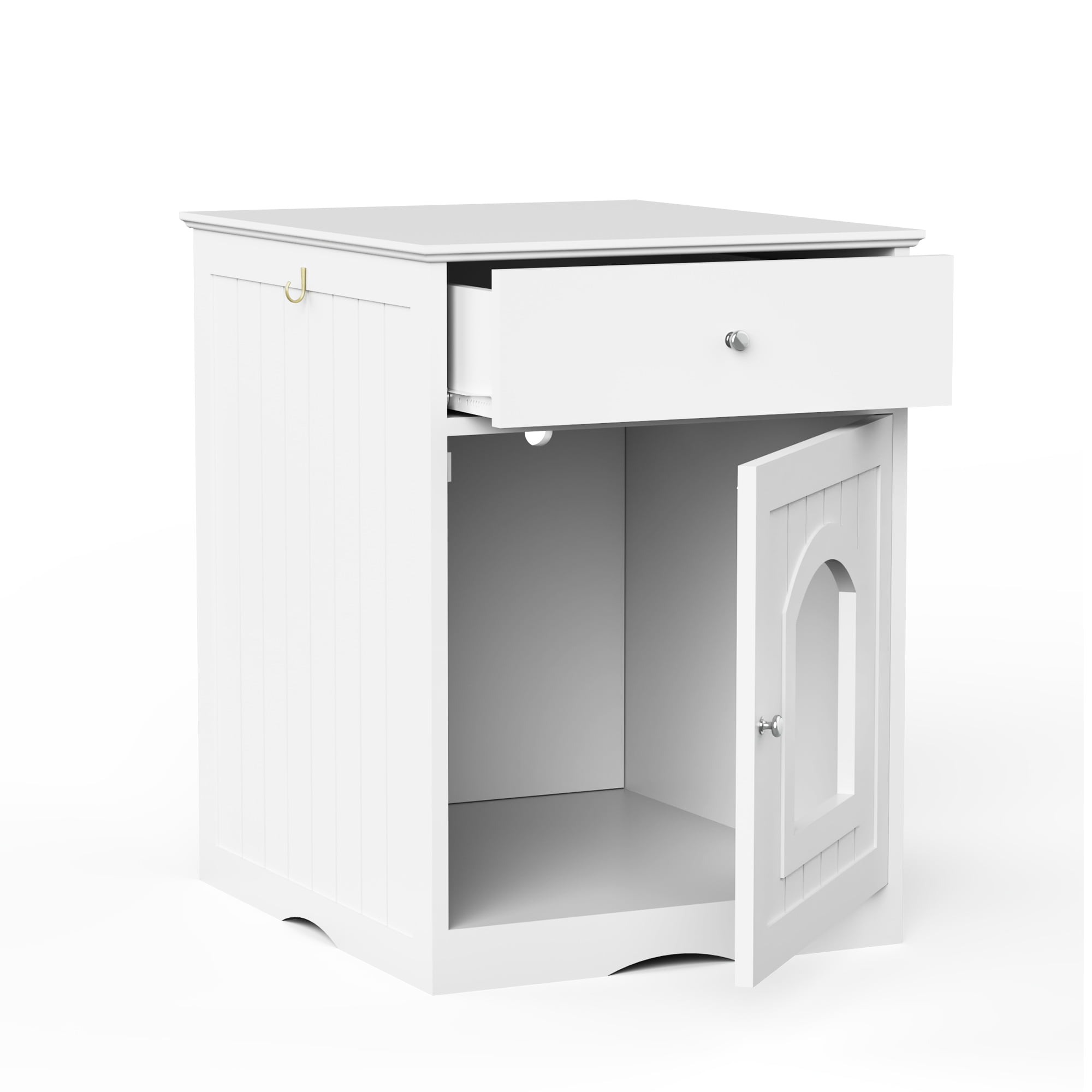 Pefilos 25" Enclosed Cat Litter Box Furniture, Cat House Covered Cat Washroom Hidden House Enclosure Indoor Kitty Washroom, White Pefilos 25" Enclosed Cat Litter Box Furniture, Cat House Covered Cat Washroom Hidden House Enclosure Indoor Kitty Washroom, White