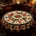 thumbnail image 2 of CHJK Christmas Round Tablecloth, 60 Inch Festive Xmas Flower Table Cover, Decorative Round Table Cloth for Holiday Dining Party Home Decoration, 2 of 6