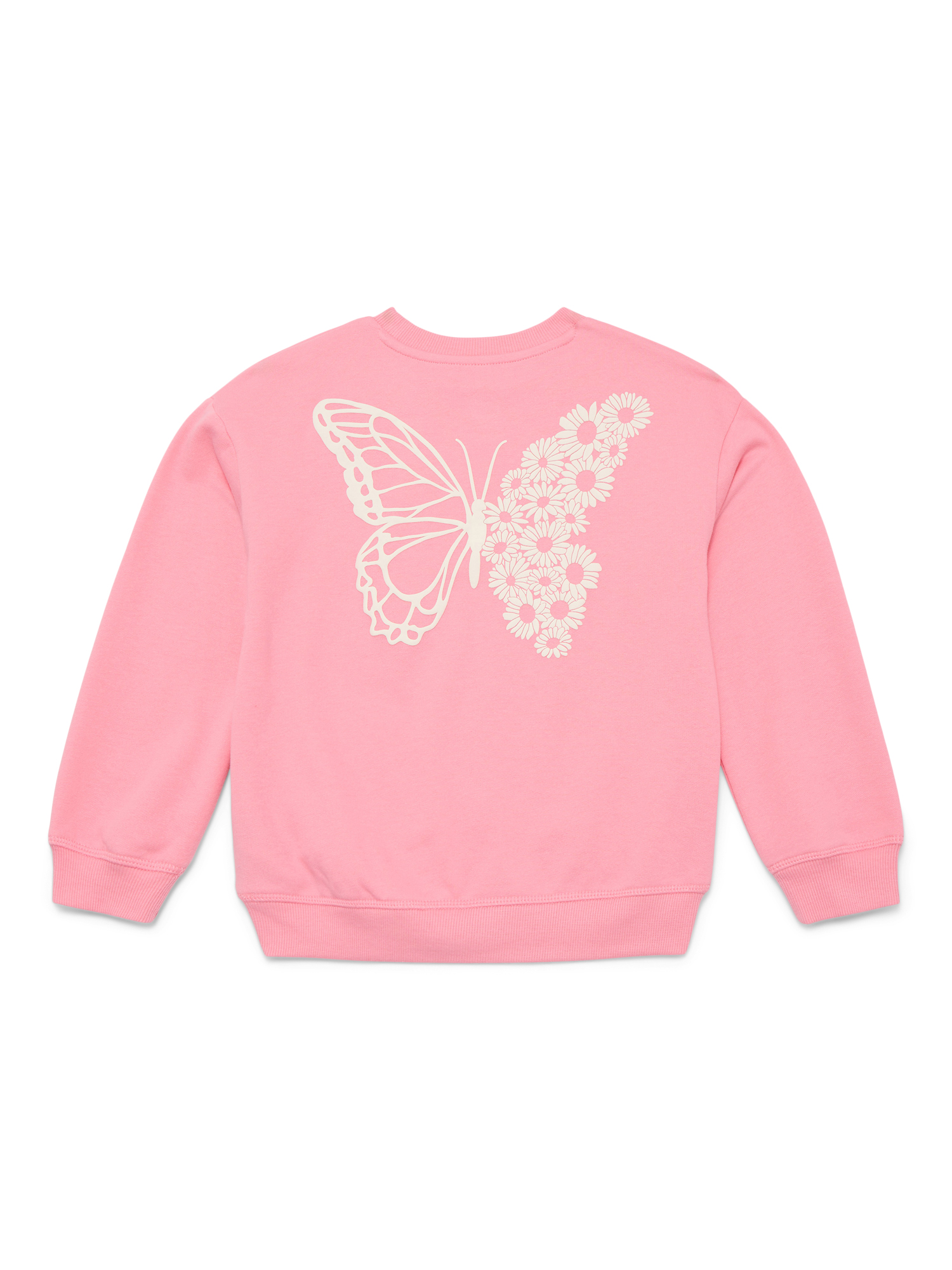 Wonder Nation Girls Fleece Crewneck Sweatshirt with Long Sleeves, Sizes 4-10