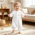 thumbnail image 4 of KPOPLK Baby Girl Footed Sleeper Pajama Organic Cotton Snug-Fit Button Up Jumpsuit for Toddlers Sleep N Play Outfit 0 3 6 9 12 Months Size 12-18 Months,White, 4 of 5