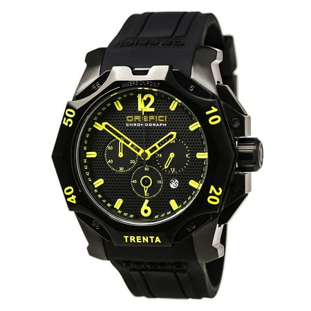 Orefici ORM11C4805 Men's Trenta Yellow Accent Black Dial Black IP Steel Black Strap Chrono Watch
