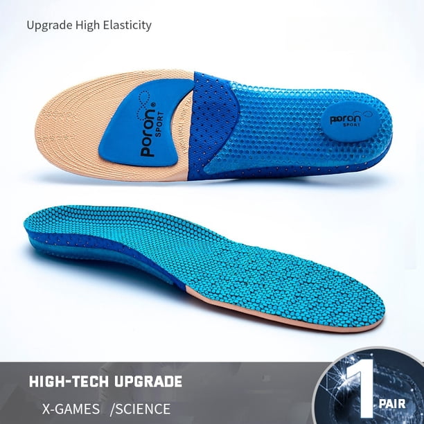 Plantillas de silicona para zapatos Hombres Mujeres Soporte de arco Plantilla ortopédica para pies Cestas amortiguadoras Zapatillas deportivas para correr SoleEU45-46 Gao Jinjia LED