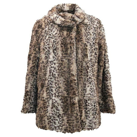Luxury Divas - Faux Fur Plush Leopard Womens Coat - Walmart.com