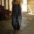 thumbnail image 2 of ClodeEU Women's Wide Leg Denim Bib Overalls,Casual Loose Baggy Jumpsuit with Pockets Black,Women's Plus L, 2 of 7