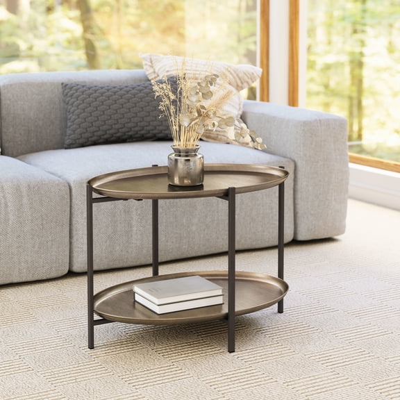 Bronson Coffee Table Bronze Coffee Table, Modern Style, Painted Steel round shape tabletop, Steel, Indoor Living