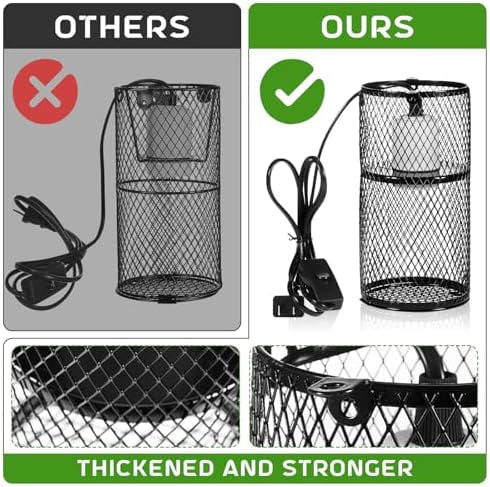 1 Pcs Reptile Heat Lamp Guard with 150W Ceramic Heat Emitter Basking Anti Scald Heating Lamp Holder Mesh Cage Reptile Protection Lampshades for Lizard Snake Chick, Bulb Not Included