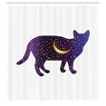 thumbnail image 2 of Ambesonne Cat Shower Curtain, Stars Moon Pattern Animal Art, 69"Wx70"L, Dark Purple Sand Brown, 2 of 4