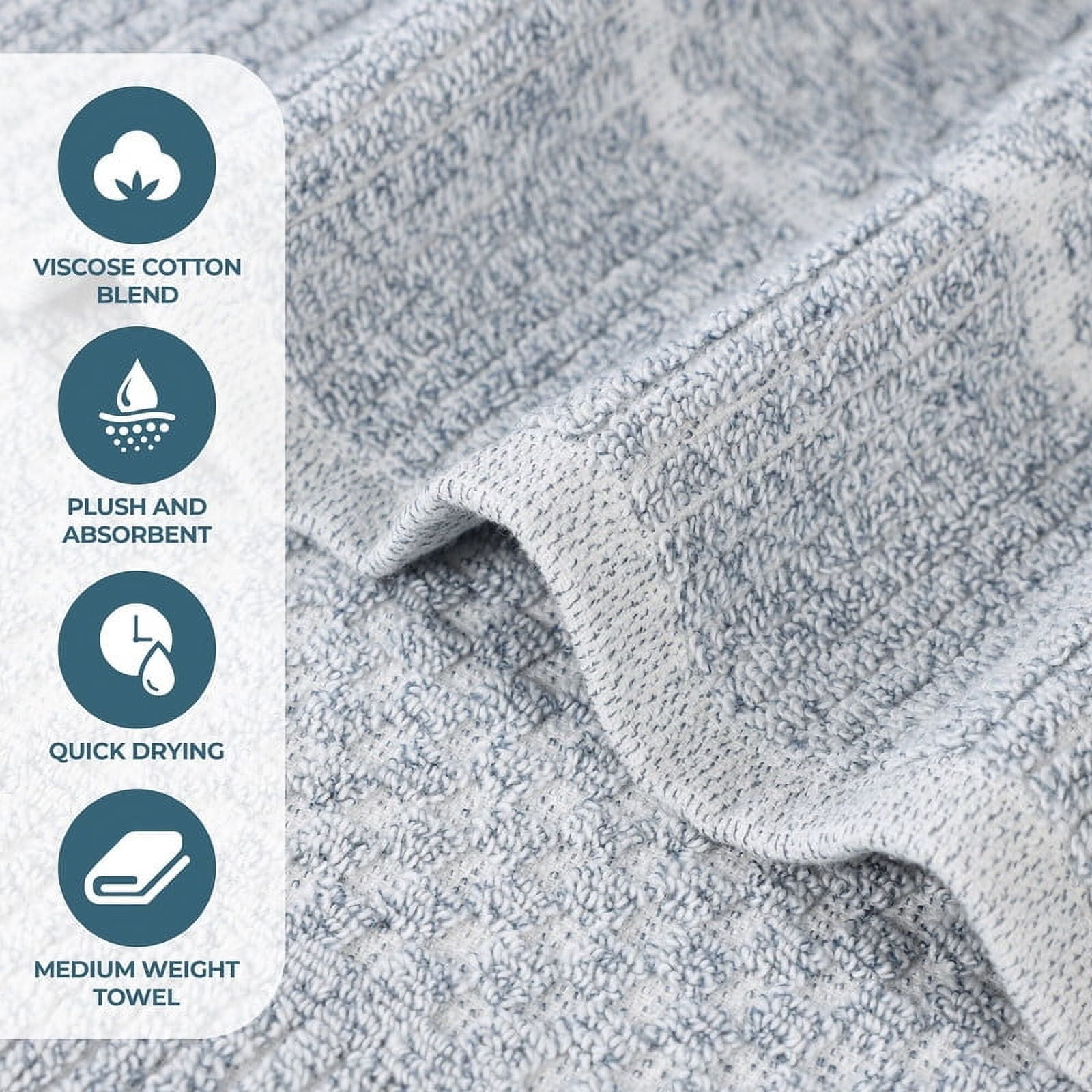 Superior Naples Viscose Cotton Blend Medium Weight Bath Sheets, Set of 2, Denim Blue