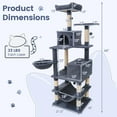 thumbnail image 3 of Gymax 66'' Tall Cat Tree w/2 Condos Sisal Scratching Posts Plush Perch Hammock Basket Dark Gray, 3 of 10