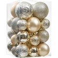 thumbnail image 1 of Adornos navideños en forma de bola: 30 unidades de adornos navideños de plástico irrompibles para colgar en el árbol de Navidad, fiestas, bodas y otras ocasiones (varios tamaños, champán), 1 of 6