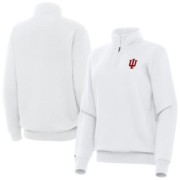 Women's Antigua White Indiana Hoosiers Victory Quarter-Zip Top