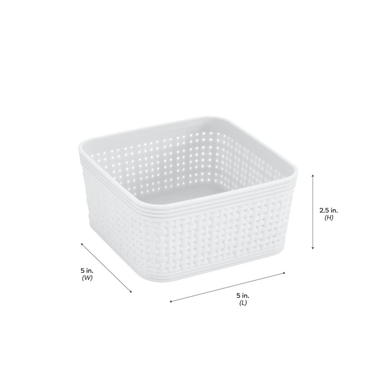 Fiazony 6-Pack Small Plastic Storage Baskets/Trays Organizer, White