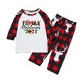 thumbnail image 4 of Honeeladyy Family Christmas Pajamas Matching Sets PJ's Sleepwear Printed Top and Plaid Pants with Pockets Red 3-4Y, 4 of 4