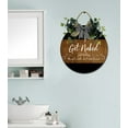 thumbnail image 4 of Farmhouse Bathroom Wall Decor - Rustic Framed Round Wooden Sign - Vintage Decoration for Toilet Washroom Restroom - 12 x 12 inch (Get Naked), 4 of 5