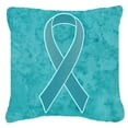 thumbnail image 2 of Carolines Treasures AN1201PW1818 Teal Ribbon for Ovarian Cancer Awareness   Canvas Fabric Decorative Pillow  18H x18W, 2 of 2
