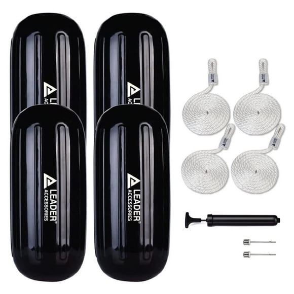Leader Accessories Trou à Travers Garde-Boue Gonflable Côtelé Noir 10 Pieds'x26 Pieds' Lot de 4 Inclut Lignes de Garde-Boue 3/8 Pieds' Pack od 4 et Pompe pour Gonfler