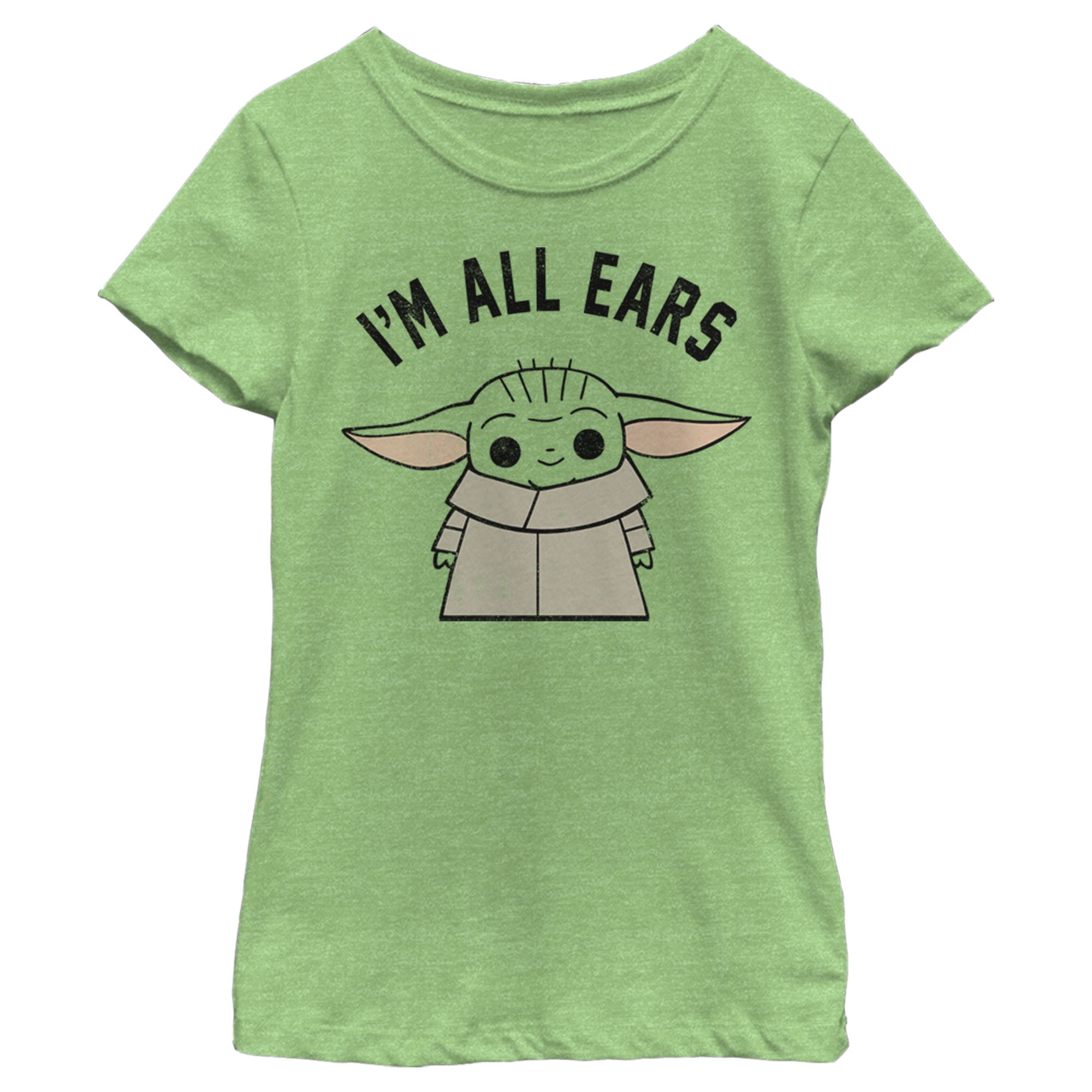 Girl's Star Wars The Mandalorian The Child I'm All Ears  Graphic Tee Green Apple Medium