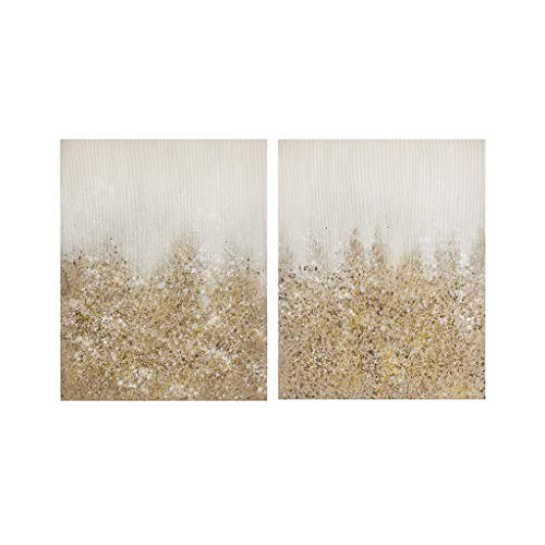 Madison Park Golden Glimmer 100% Hand Brush Embellished Canvas, 2 Piece Set Gold See Below