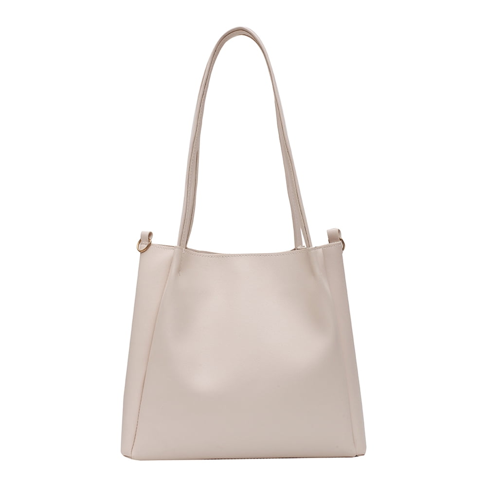 Women PU Leather Shoulder Handbag Tote Bag Solid Color Large Capacity Sling Bag