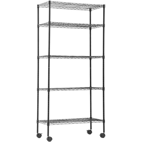 BestOffice 14"x30"x60" Storage Shelves Heavy Duty Shelving 5 Tier Layer Wire Shelving Unit Rack Shelf, Black