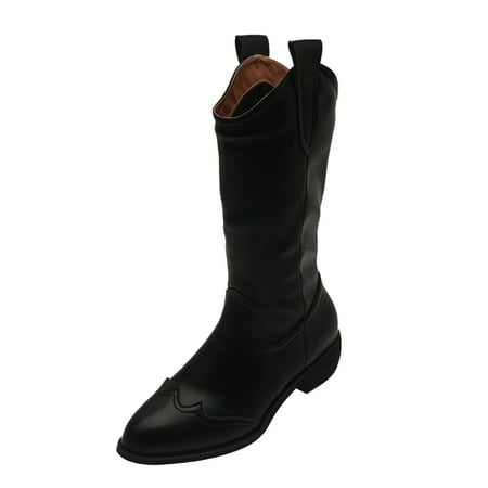 

gvdentm Womens Boots Mid Calf ThickHeeled Fashion Boots MidWomen s Thinner Color Mid Calf Rain Boots for Women Size 9