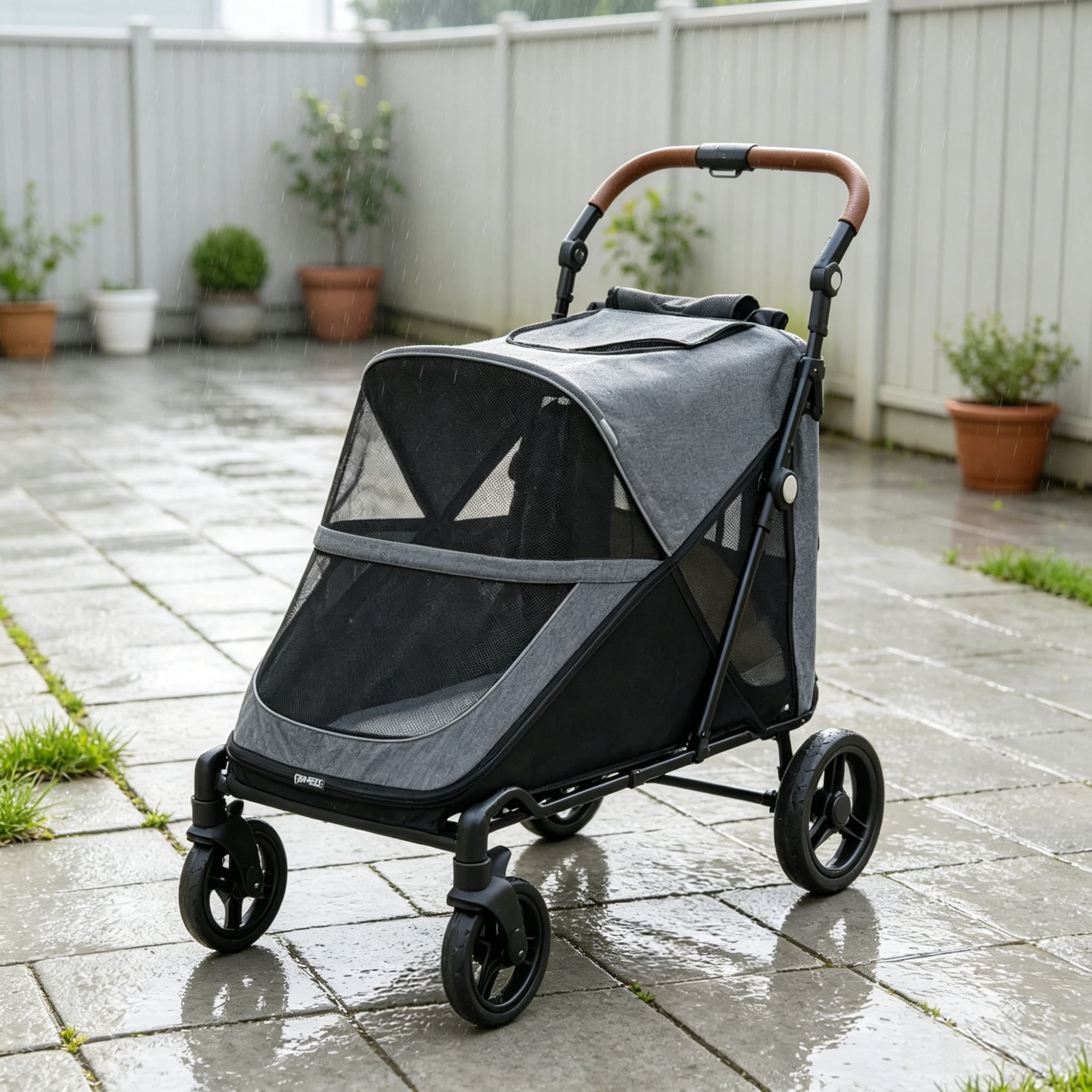 Heavy Duty Dog Stroller, Up to 66 LBS, All-Terrain Suspension for Backyard & Park Use, Gray