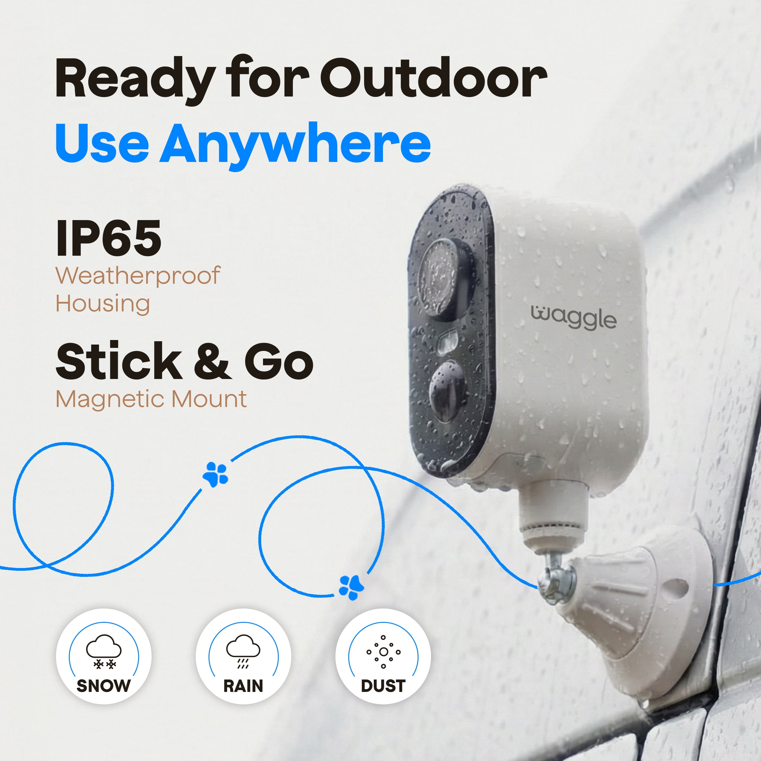 Waggle 4G LTE Security Camera | No WiFi? No Problem | Built-in SIM | Works ANYWHERE Indoor/Outdoor | 2K HD + 9000mAh Battery (60-Day Power) | 2-Way Talk, Night Vision and Siren Alarm