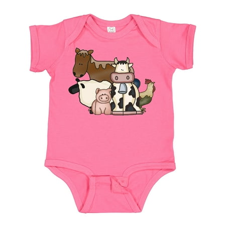 

Inktastic Cute Horse Sheep Cow Pig and Rooster Farm Animals Gift Baby Boy or Baby Girl Bodysuit