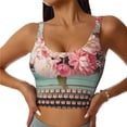 thumbnail image 2 of Picia Vintage Typewriter Floral Sports Bra for Women,Padded Strappy Sports Bras Medium Support Yoga Bra with Removable Cups,Running Yoga Bra-Large, 2 of 9