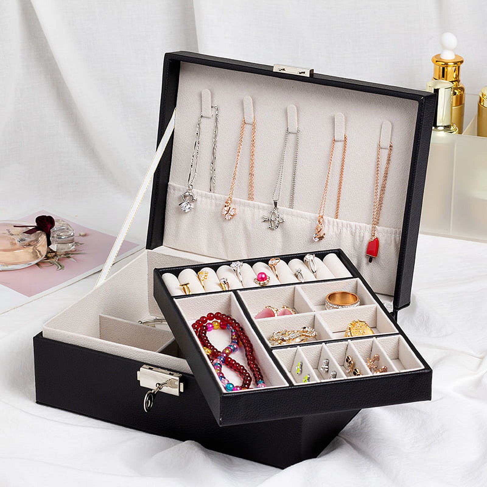 Karcher Circle Shaped Mini Jewelry Box Pu Leather Simple Jewelry Box  Earrings Portable Jewelry Storage Box Case New 