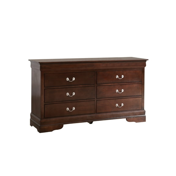 Glory Furniture's G3125-d Cappuccino Dresser - Traditional Style Bedroom Furniture With Bases & Curved Mouldings Beige Particle Board 60 In. Depth X 18 Width 33 Height G3125-d, Bedroom, 60" 18" 33"
