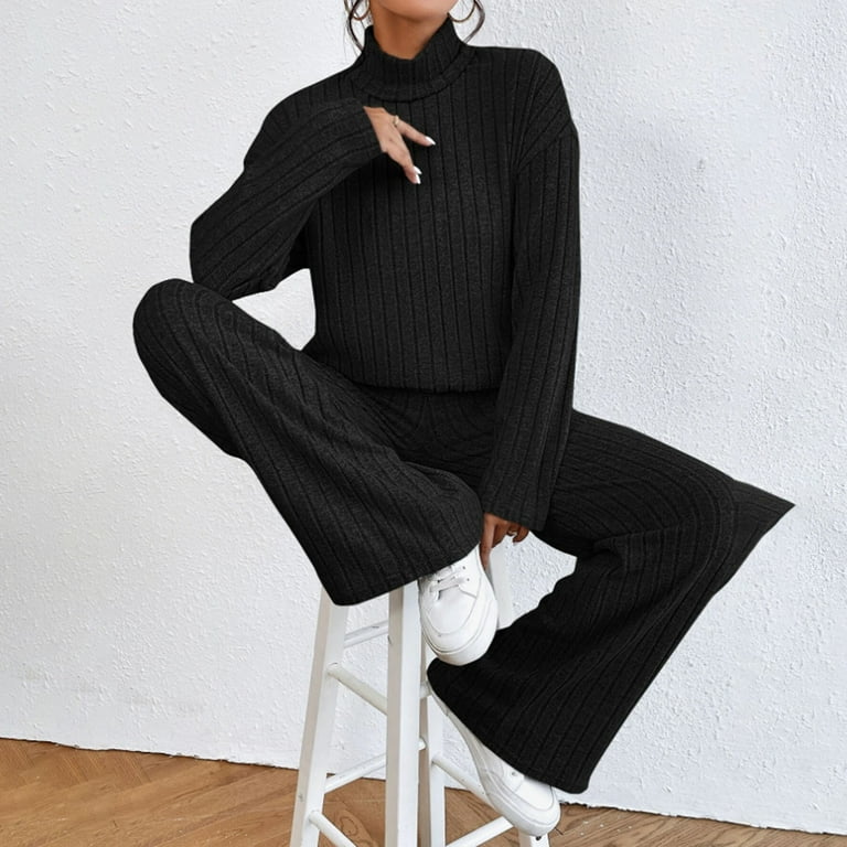 限定価格セール！ Fartey Sweater Turtleneck Outfits Knit Ribbed Piece 2 Womens トップス