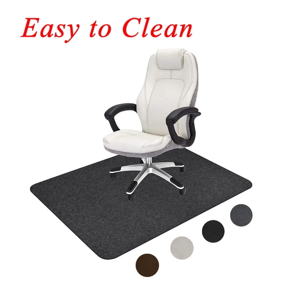 KOYPTL Hardwood Floor Office Chair Mats 48" x 36" Heavy Duty Non Slip Under Desk Mat Protects Wood Tile Floor Self Adhesive Desk Rug for Home Office Rolling Chairs Black