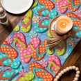 thumbnail image 3 of Watercolor Flip Flops Table Runner 70 Inches, Summer Ocean Beach Slippers Blue Bed Runner Dresser Scarves Tabletop for Indoor Outdoor Parties/Ceremony/Banquet, 13" x 70", 3 of 9