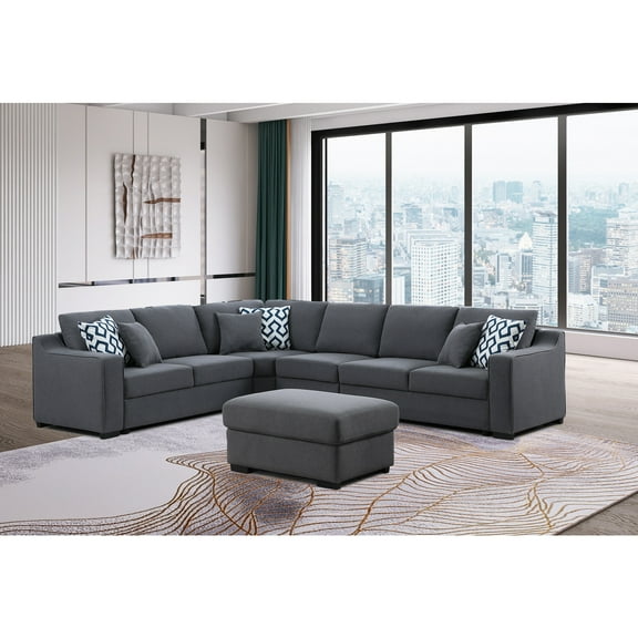 Dream C Traniece 125.5" Wide Reversible Sectional Sofa & Chaise with Ottoman