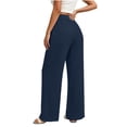 thumbnail image 7 of Women's Summer Casual Solid Color Denim Two Pocket Elastic Waist Straight Leg Pants, 7 of 7