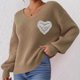 thumbnail image 1 of Heisall Women's Sweaters Autumn Winter Casual Loose Pullover V-Neck Lace Bow Knot Appliqué Tops, 1 of 7