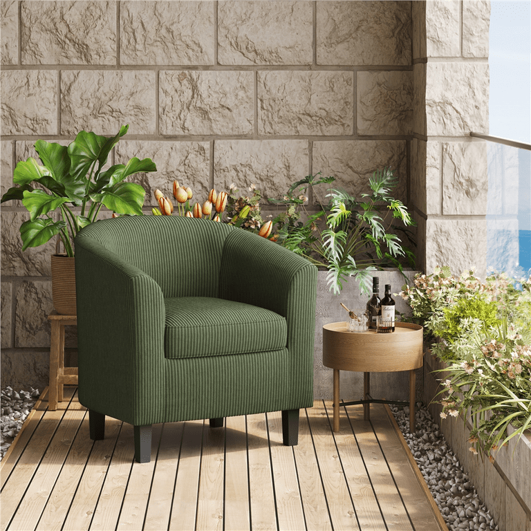 緑色 ファブリック アームチェア Renwick Upholstered Corduroy Fabric Accent Arm Chair for Living
