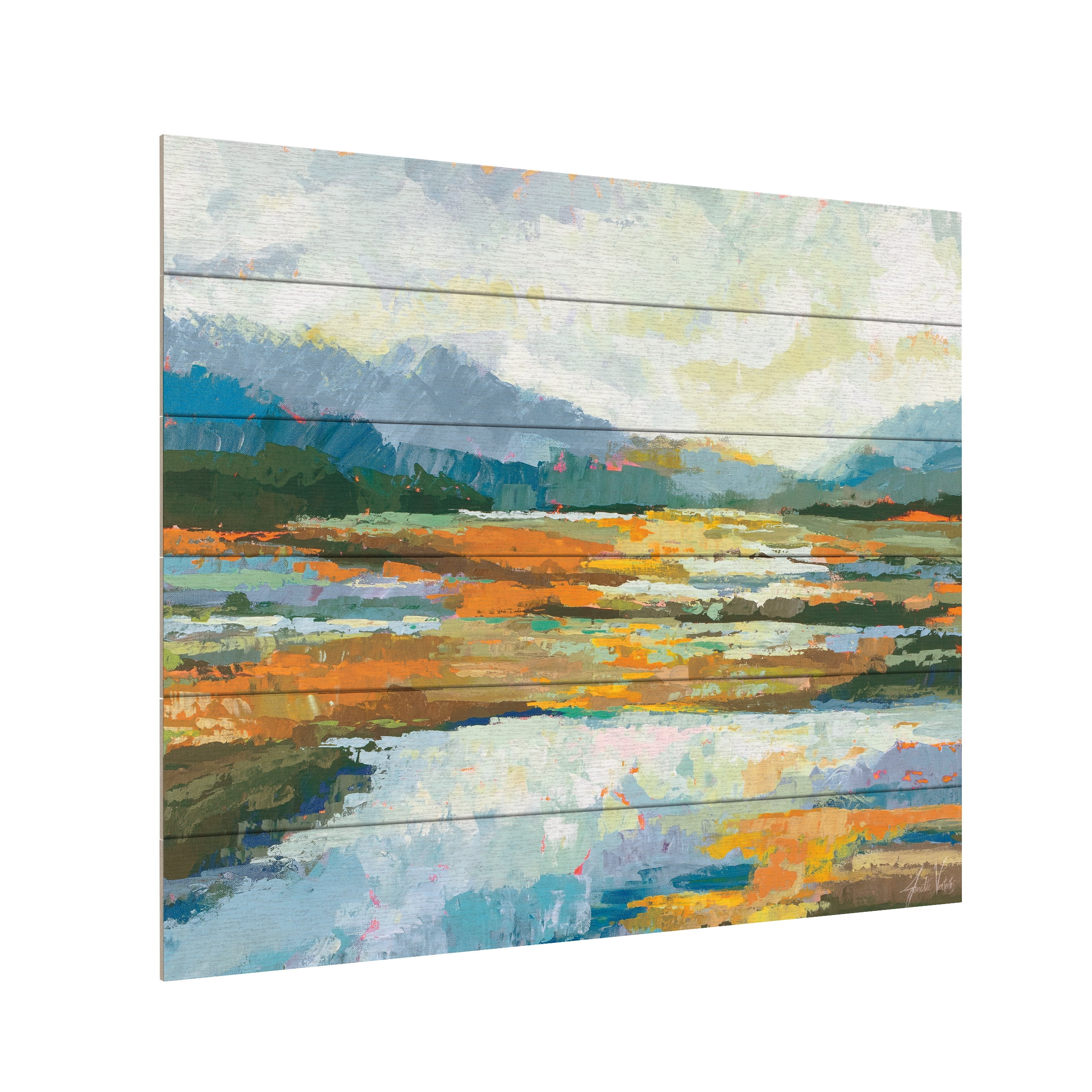 Jeanette Vertentes 'Fall Marsh' Wood Slat Art 18x22
