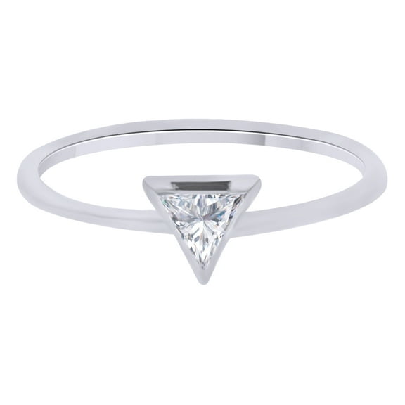 AFFY Trillion Cut White Natural Diamond Solitaire Engagement Ring In 14K Solid White Gold