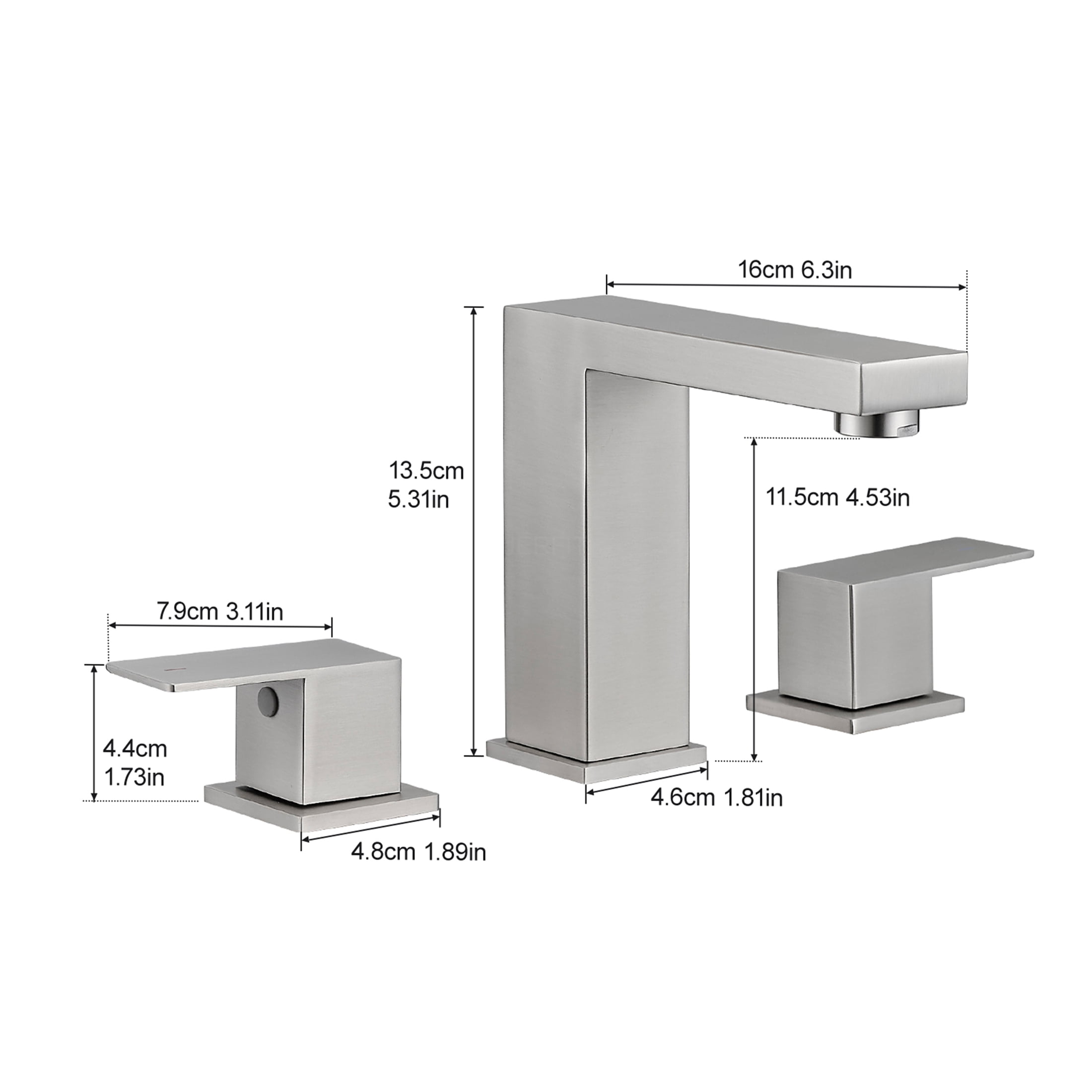 JERFIT 8-inch Widespread Bathroom Faucet, Brushed Nickel 3-Hole Vanity Sink Faucet with Double Lever Handles and Quick-Connect Hose