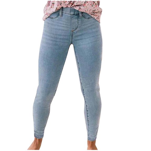 LYXSSBYX Jeans for Women Women's Fashion Denim Button Zipper Solid High Waist Pockets Jean Long Trousers