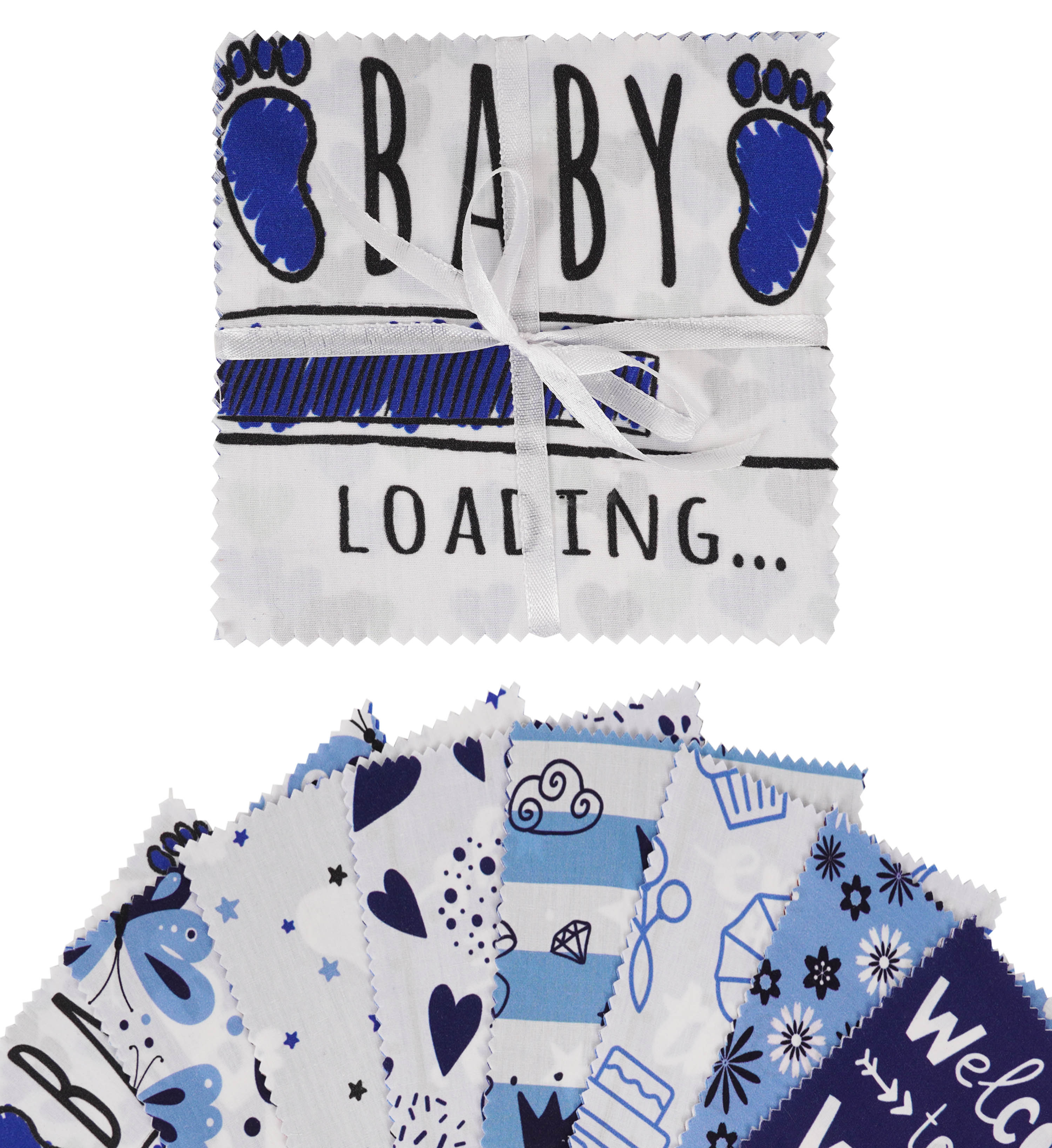 Soimoi Precut 10-inch Baby Girl Prints Cotton Fabric Bundle Quilting Squares Charm Pack DIY Patchwork Sewing Craft- Medium Blue
