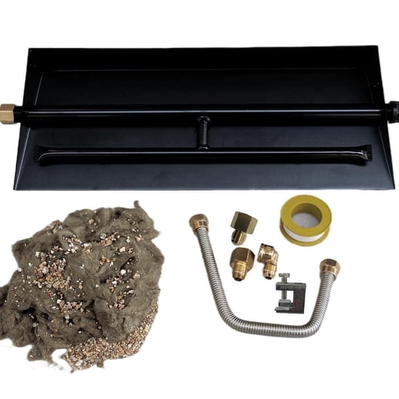 Americangaslogs 15–28 inch Durable Iron Gas Logs Fireplaces Burner Pan with Two-Pipe Vented Design for Fireplaces (18 inch Two Pipe)