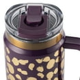 thumbnail image 3 of Thyme & Table 32oz Tumbler with Handle, Dual Straw Lid, Stainless Steel Double Wall Insulated, Purple Dot, 3 of 8