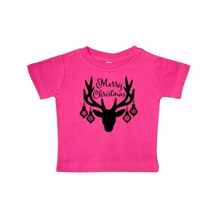 

Inktastic Merry Christmas Reindeer Antlers with Ornaments Gift Baby Boy or Baby Girl T-Shirt